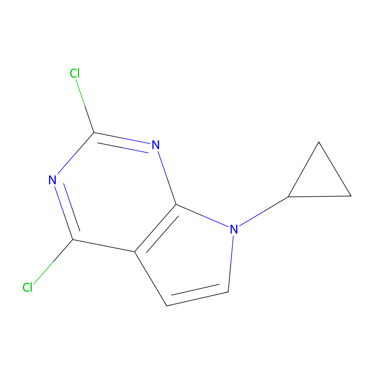 2,4-dichloro-7-cyclopropyl-7H-pyrrolo[2,3-d]pyrimidine molecular structure, CAS 1220518-04-6