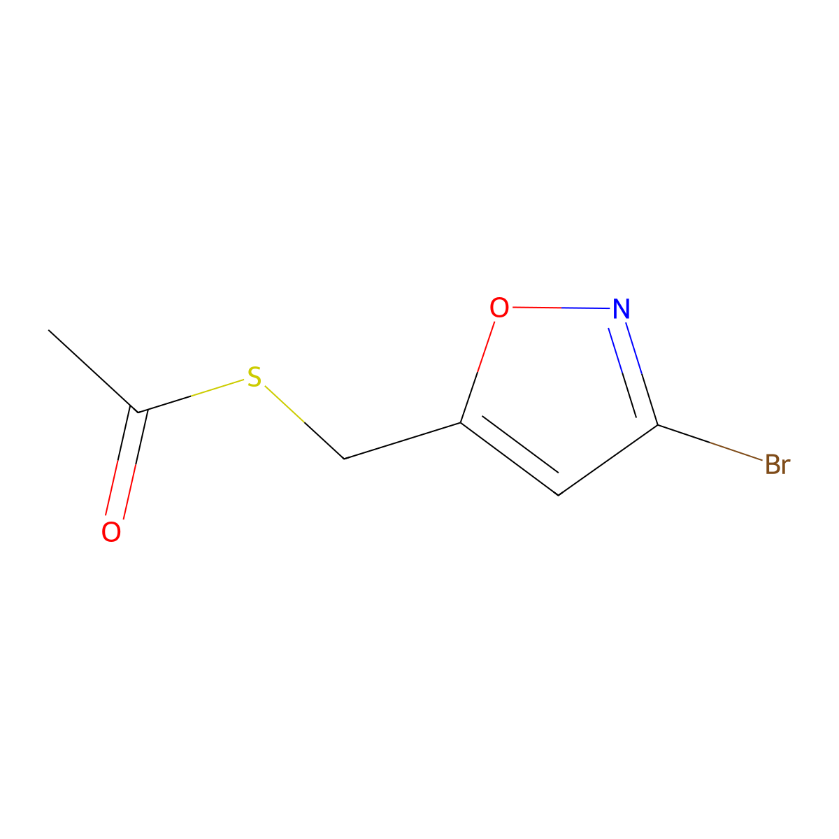 1-{[(3-Bromo-1,2-oxazol-5-yl)methyl]sulfanyl}ethan-1-one molecular structure, CAS 1220522-25-7