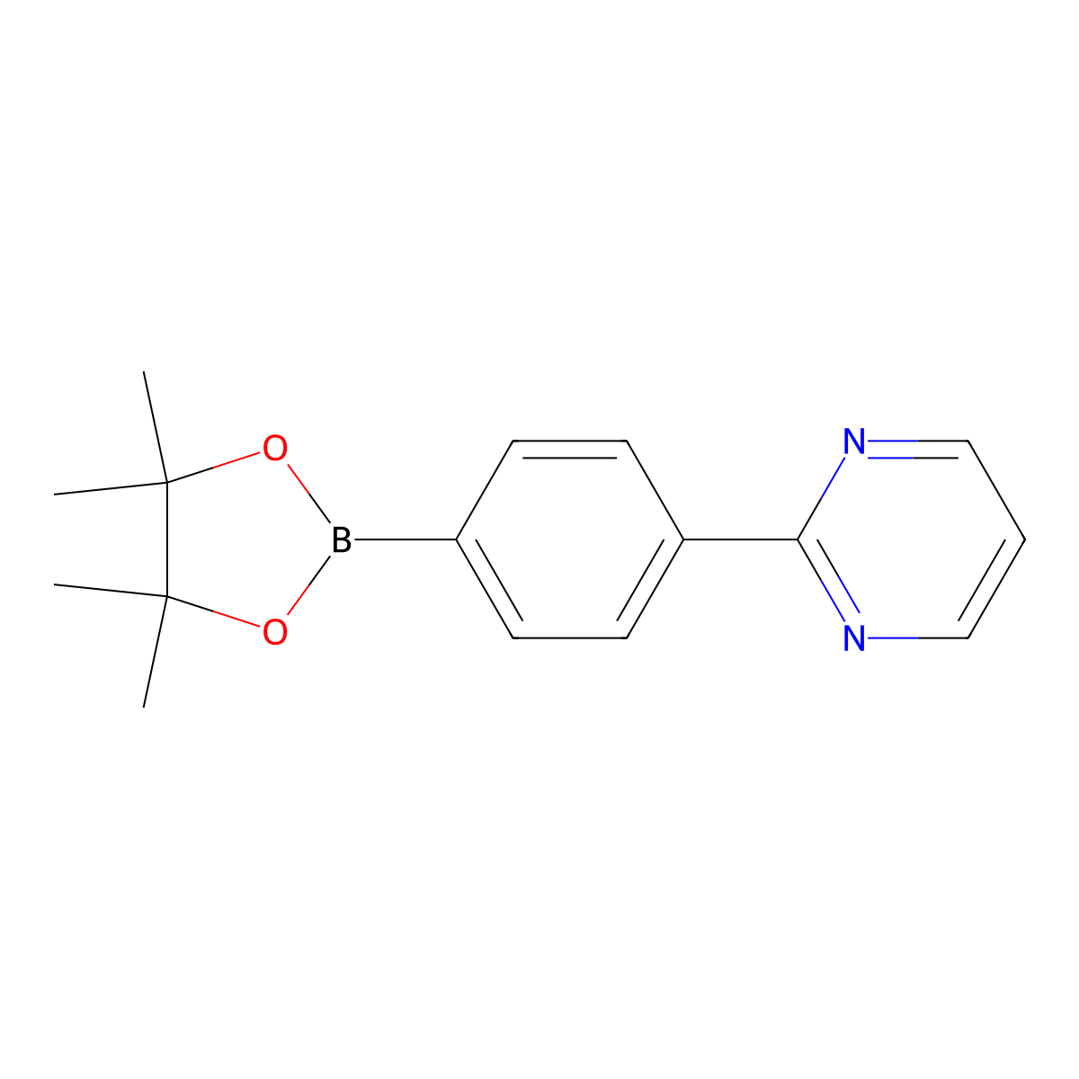 2-(4-(4,4,5,5-Tetramethyl-1,3,2-dioxaborolan-2-yl)phenyl)pyrimidine molecular structure, CAS 1220526-74-8