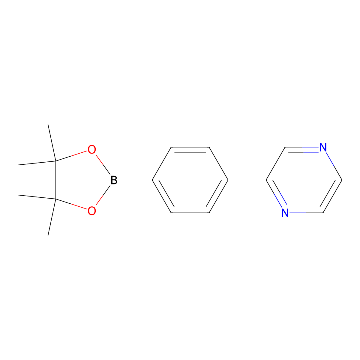 2-(4-(4,4,5,5-Tetramethyl-1,3,2-dioxaborolan-2-yl)phenyl)pyrazine molecular structure, CAS 1220526-75-9