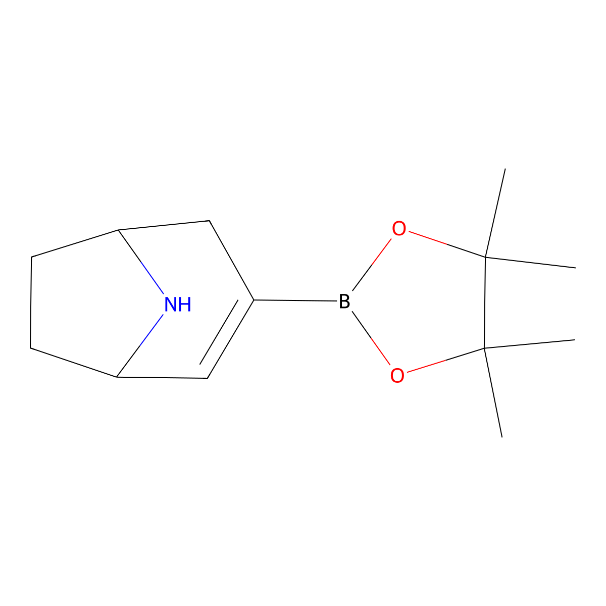 3-(4,4,5,5-Tetramethyl-1,3,2-dioxaborolan-2-yl)-8-azabicyclo[3.2.1]oct-2-ene molecular structure, CAS 1220573-51-2