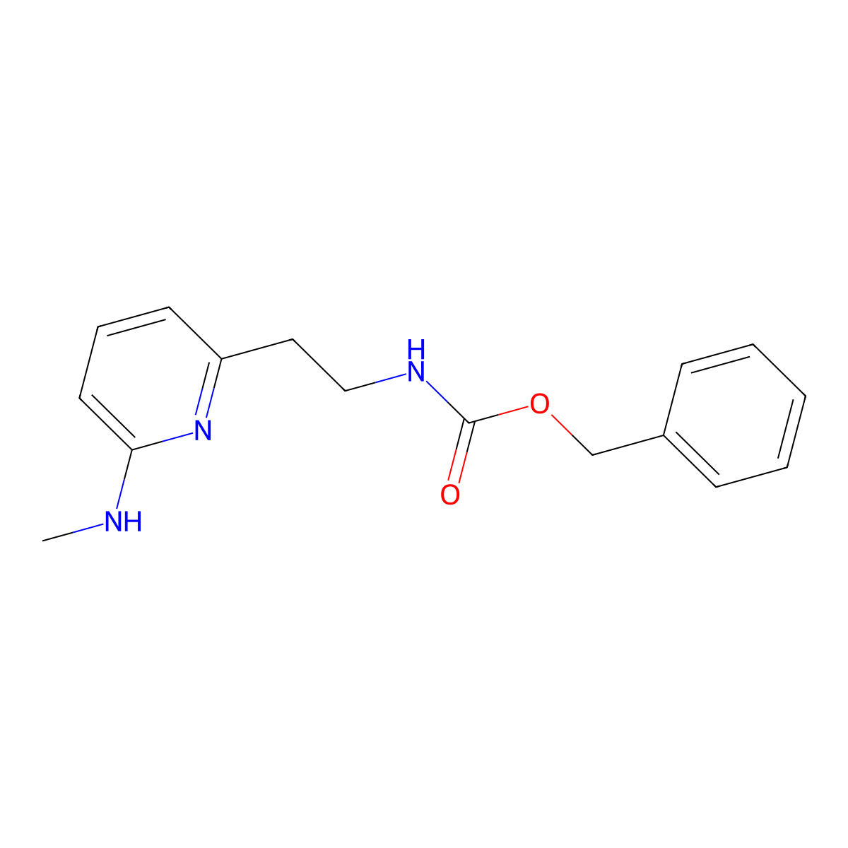 Benzyl (2-(6-(methylamino)pyridin-2-yl)ethyl)carbamate molecular structure, CAS 1220596-13-3