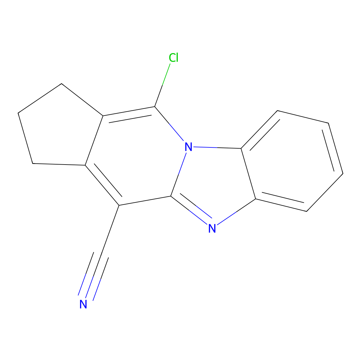 11-chloro-2,3-dihydro-1H-cyclopenta[4,5]pyrido[1,2-a]benzimidazole-4-carbonitrile molecular structure, CAS 122062-43-5