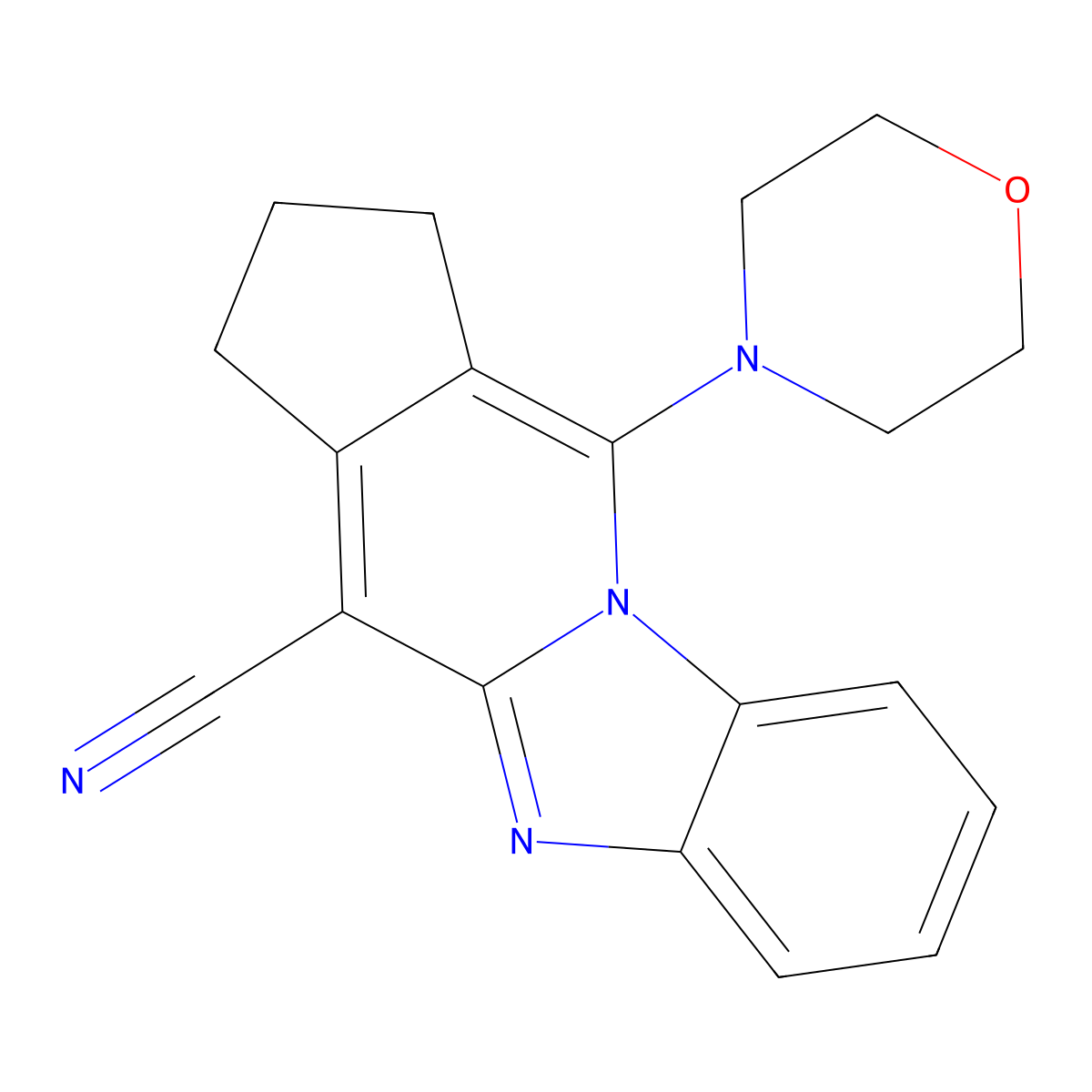 11-(4-morpholinyl)-2,3-dihydro-1H-cyclopenta[4,5]pyrido[1,2-a]benzimidazole-4-carbonitrile molecular structure, CAS 122062-47-9