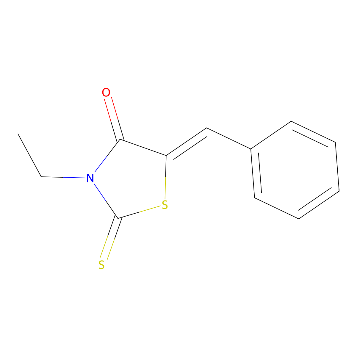 (Z)-5-benzylidene-3-ethyl-2-thioxothiazolidin-4-one molecular structure, CAS 1220624-78-1