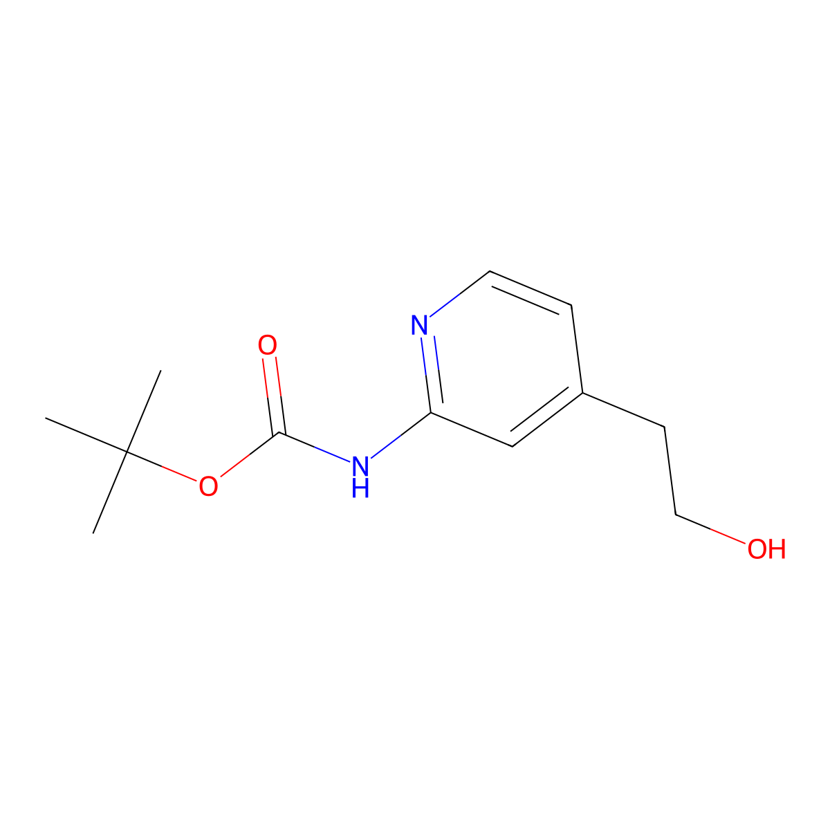 tert-Butyl (4-(2-hydroxyethyl)pyridin-2-yl)carbamate molecular structure, CAS 1220627-15-5