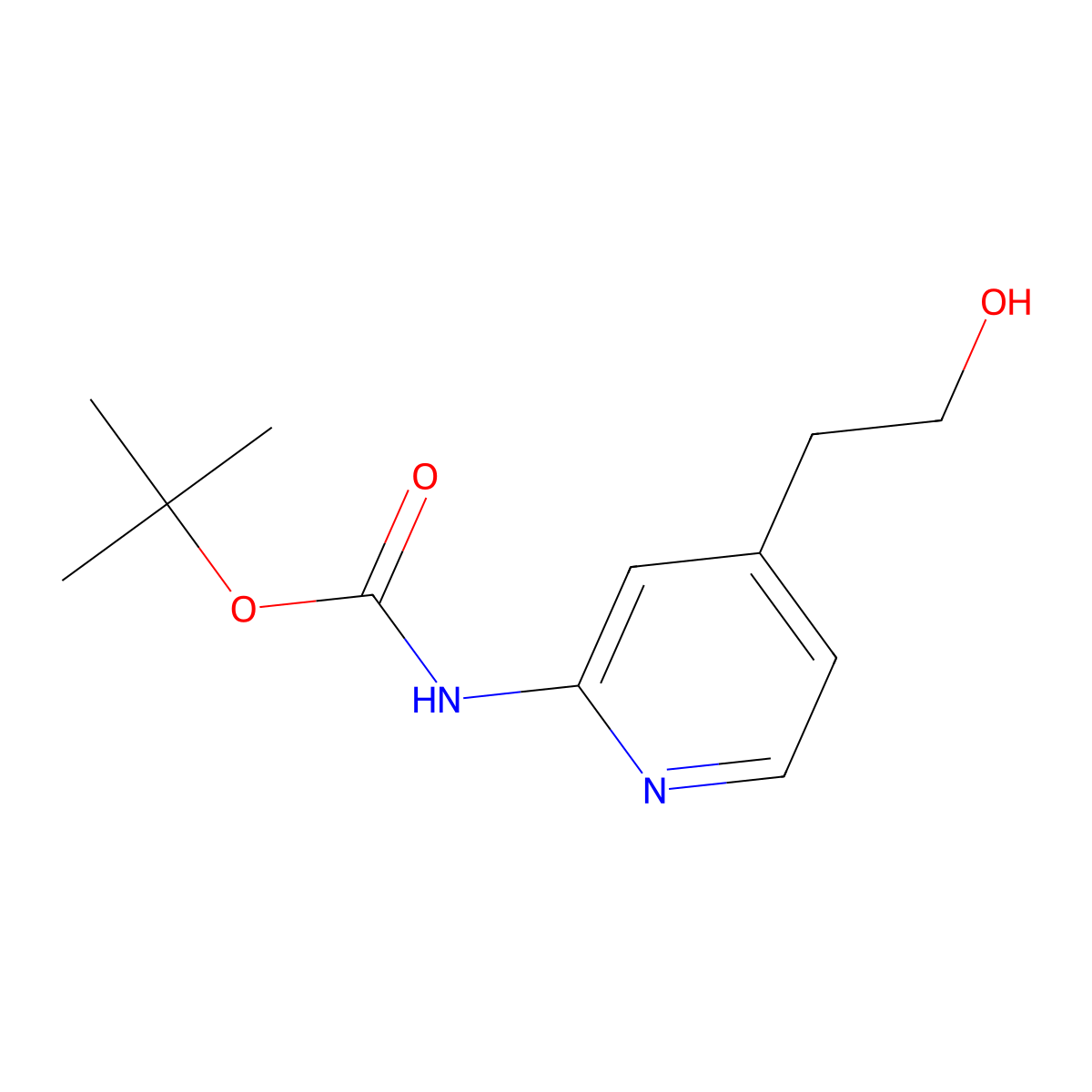 tert-Butyl (4-(2-hydroxyethyl)pyridin-2-yl)carbamate molecular structure, CAS 1220627-15-5