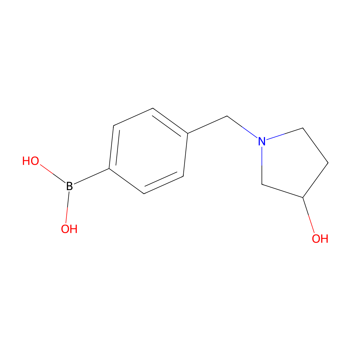 4-((3-Hydroxypyrrolidin-1-yl)methyl)phenylboronic acid molecular structure, CAS 1220636-99-6