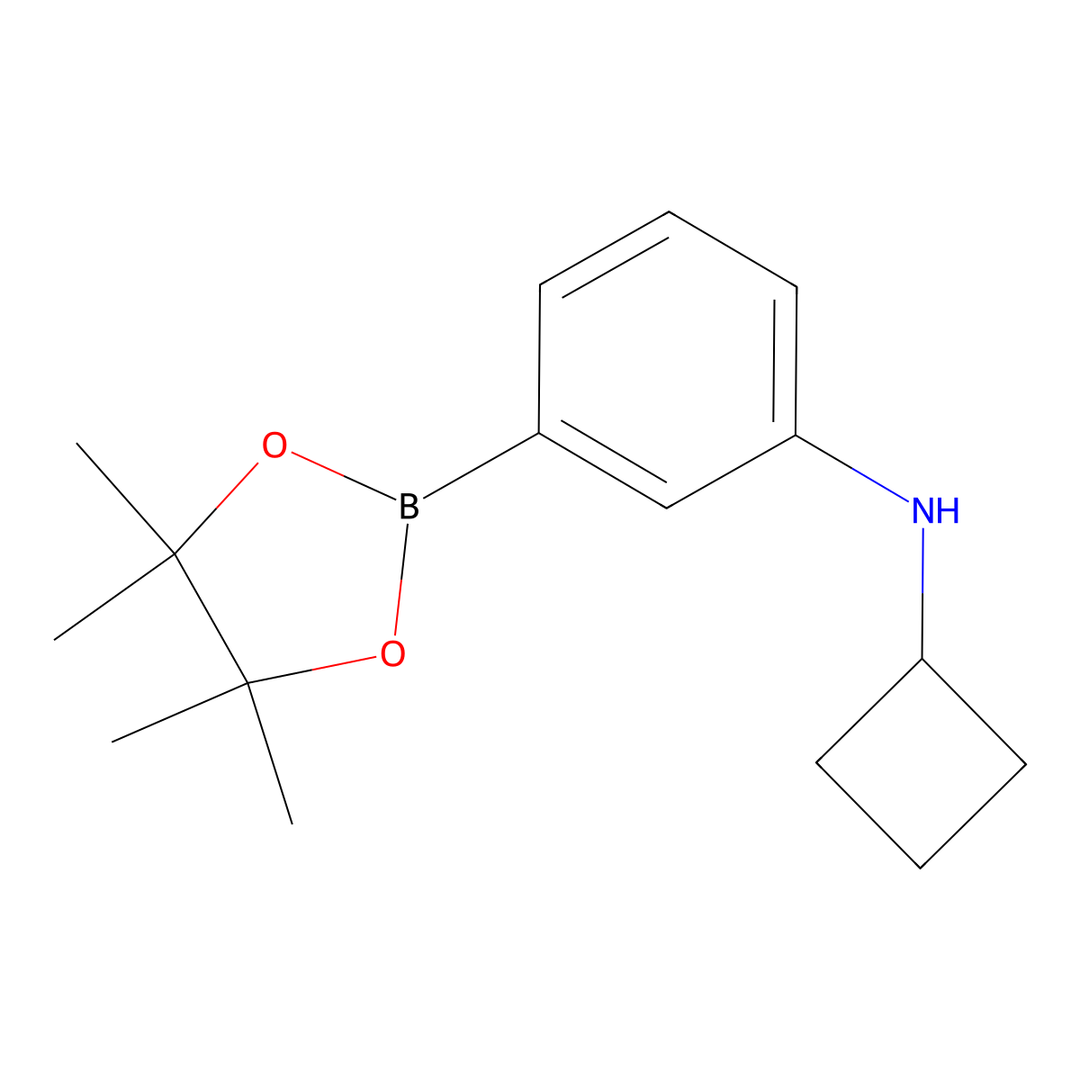 N-cyclobutyl-3-(4,4,5,5-tetramethyl-1,3,2-dioxaborolan-2-yl)aniline molecular structure, CAS 1220696-20-7