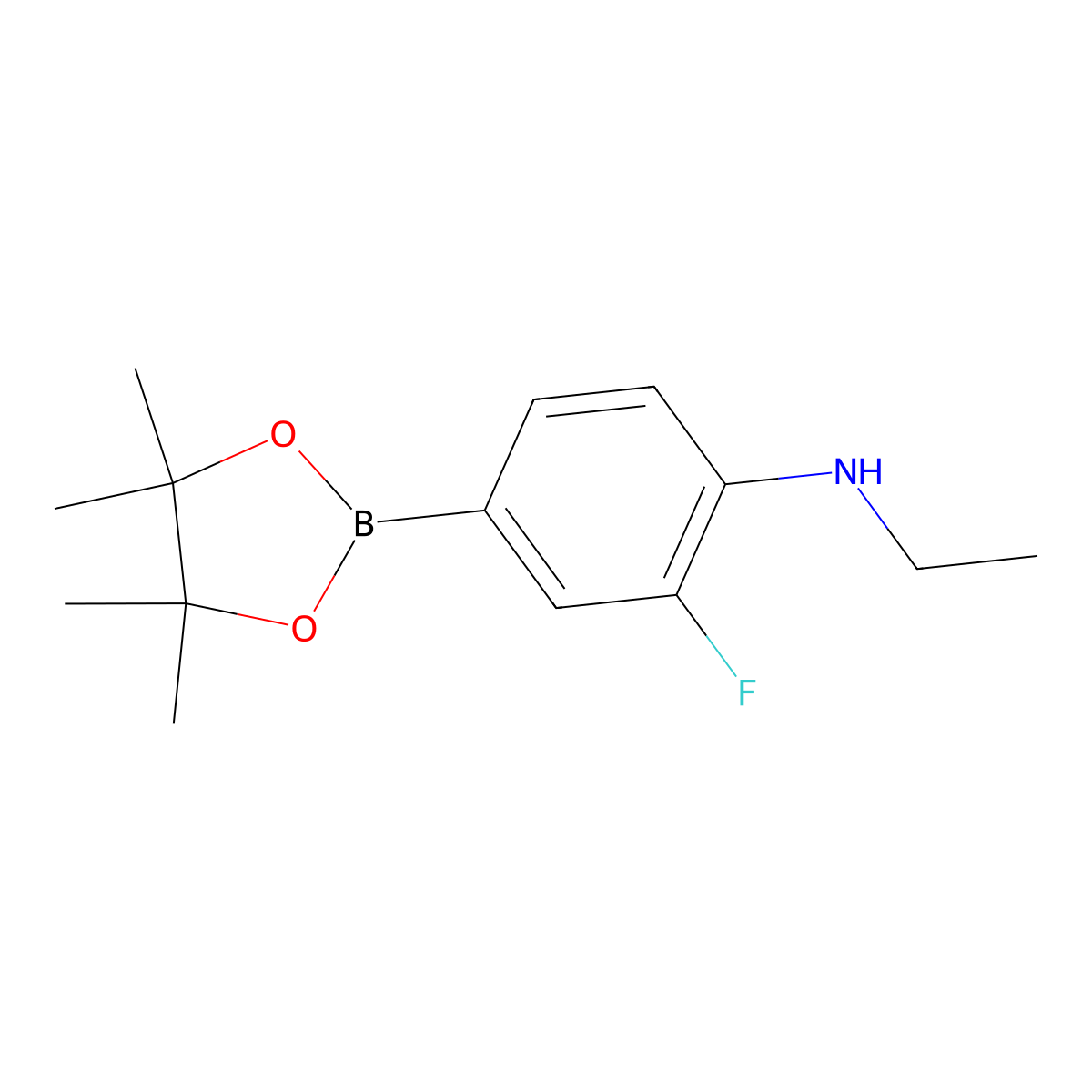N-ethyl-2-fluoro-4-(4,4,5,5-tetramethyl-1,3,2-dioxaborolan-2-yl)aniline molecular structure, CAS 1220696-26-3