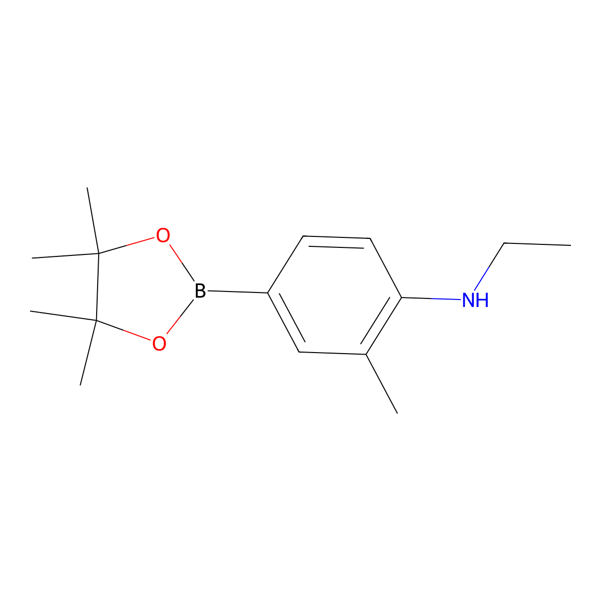N-ethyl-2-methyl-4-(4,4,5,5-tetramethyl-1,3,2-dioxaborolan-2-yl)aniline molecular structure, CAS 1220696-28-5