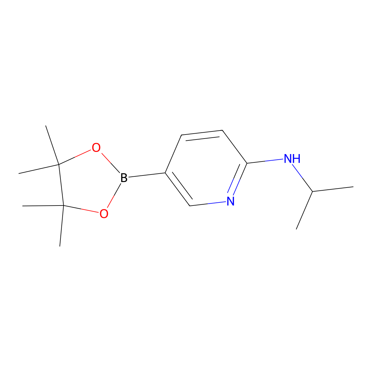 N-isopropyl-5-(4,4,5,5-tetramethyl-1,3,2-dioxaborolan-2-yl)pyridin-2-amine molecular structure, CAS 1220696-30-9
