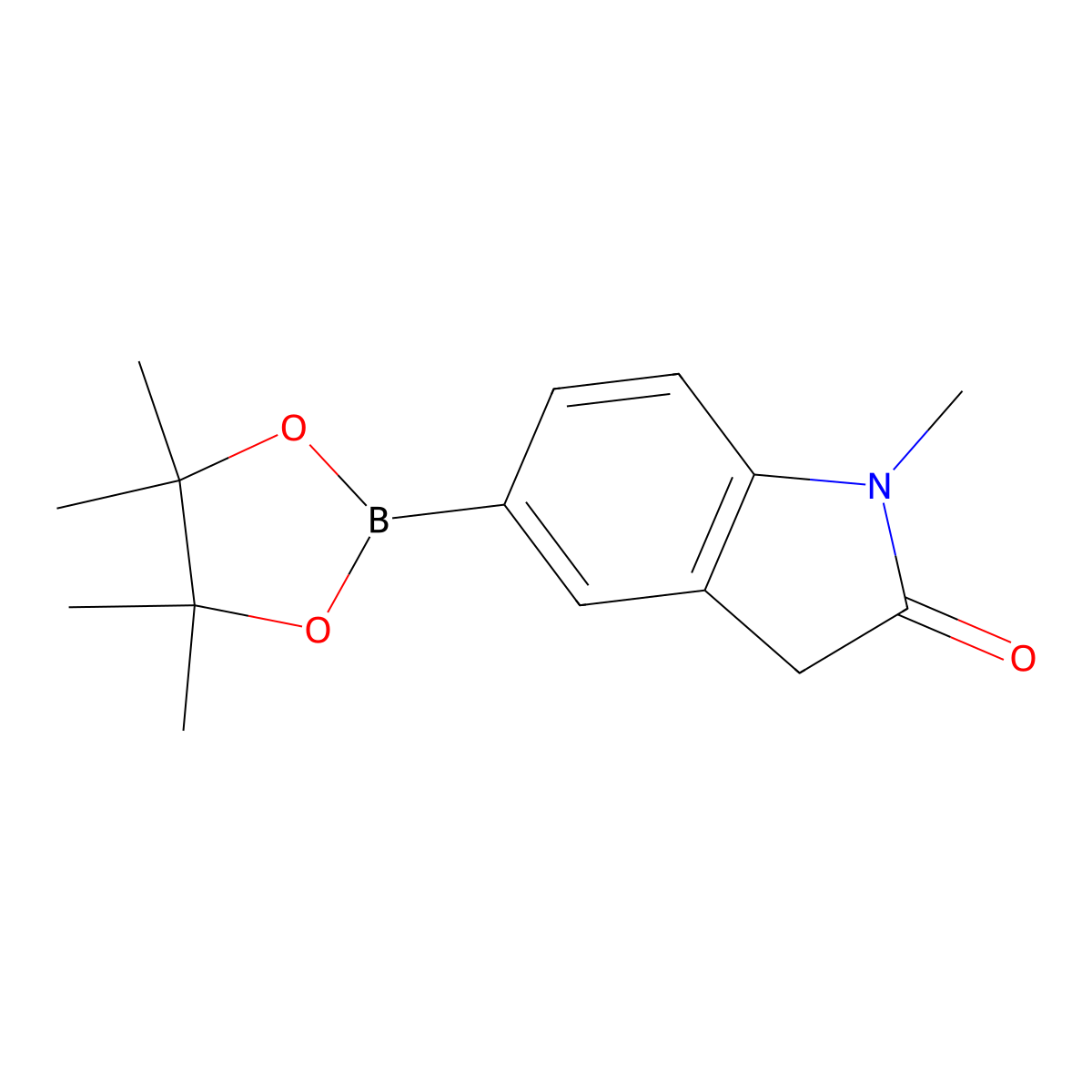 1-Methyl-5-(4,4,5,5-tetramethyl-1,3,2-dioxaborolan-2-YL)indolin-2-one molecular structure, CAS 1220696-38-7