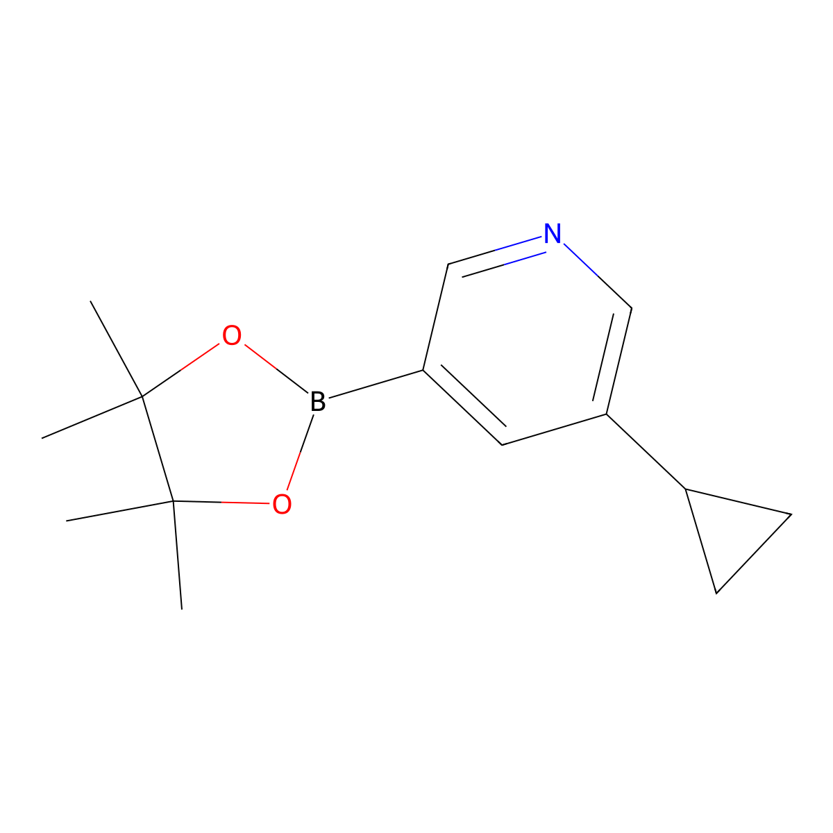 3-Cyclopropyl-5-(4,4,5,5-tetramethyl-1,3,2-dioxaborolan-2-yl)pyridine molecular structure, CAS 1220696-43-4