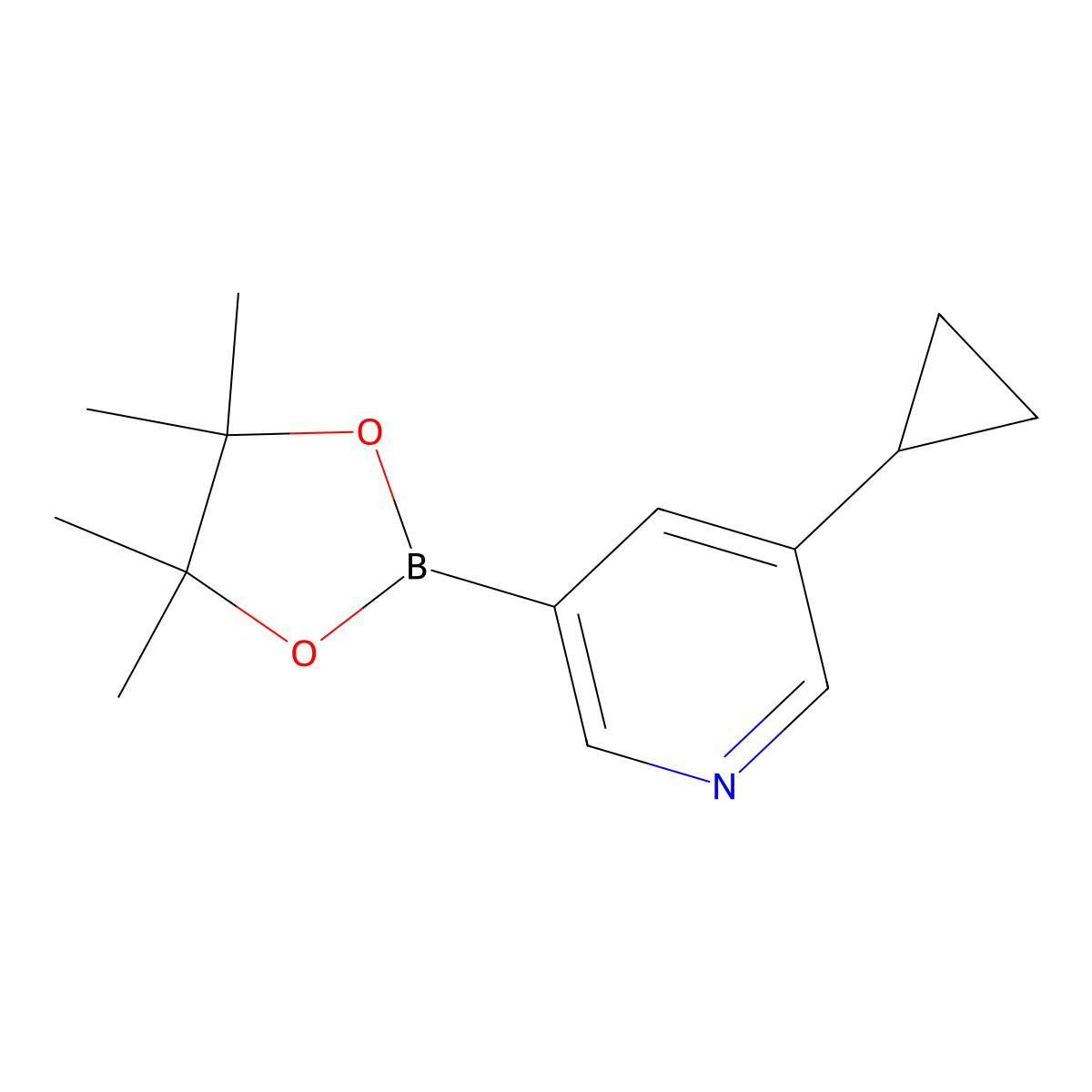 3-Cyclopropyl-5-(4,4,5,5-tetramethyl-1,3,2-dioxaborolan-2-yl)pyridine molecular structure, CAS 1220696-43-4
