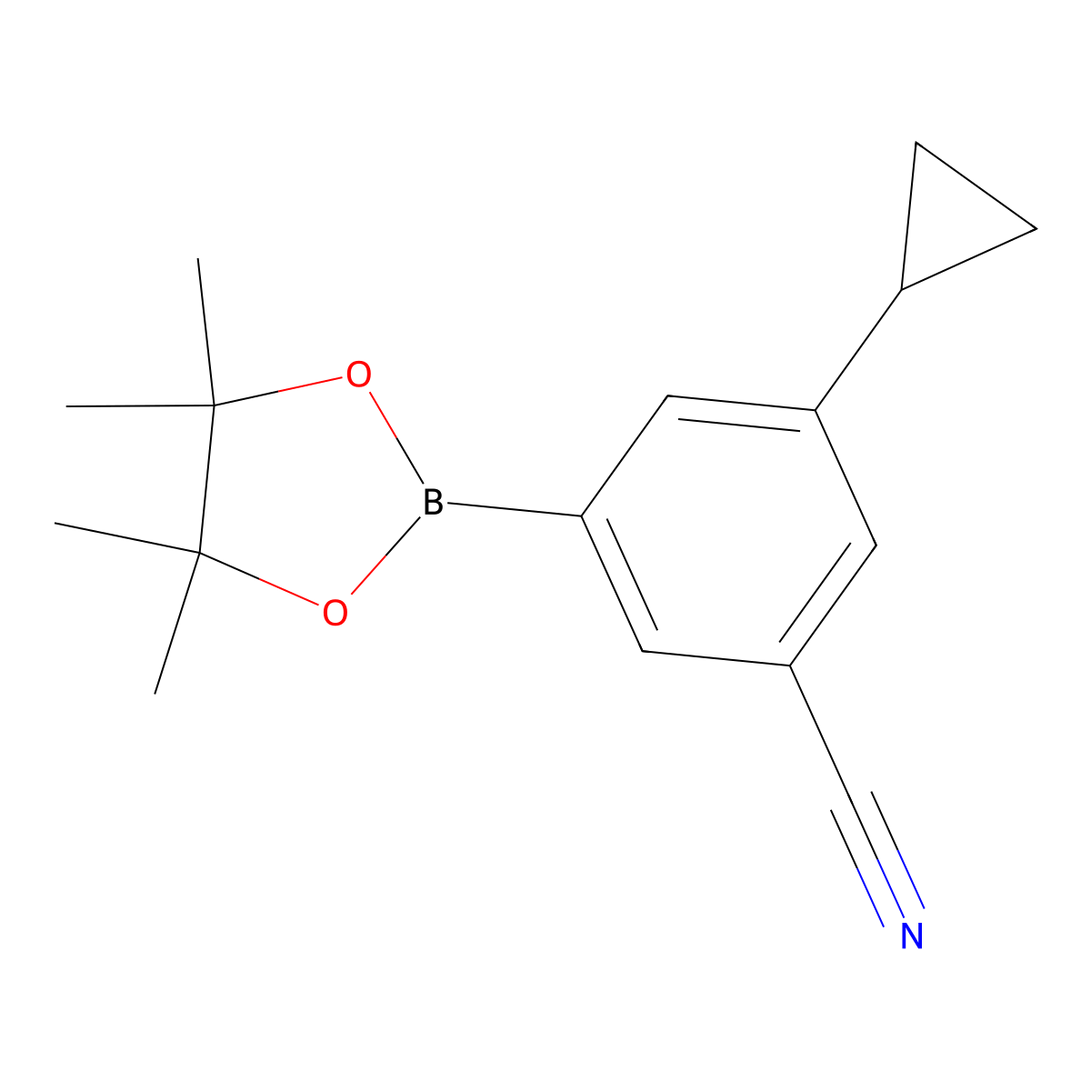 3-Cyclopropyl-5-(4,4,5,5-tetramethyl-1,3,2-dioxaborolan-2-yl)benzonitrile molecular structure, CAS 1220696-45-6