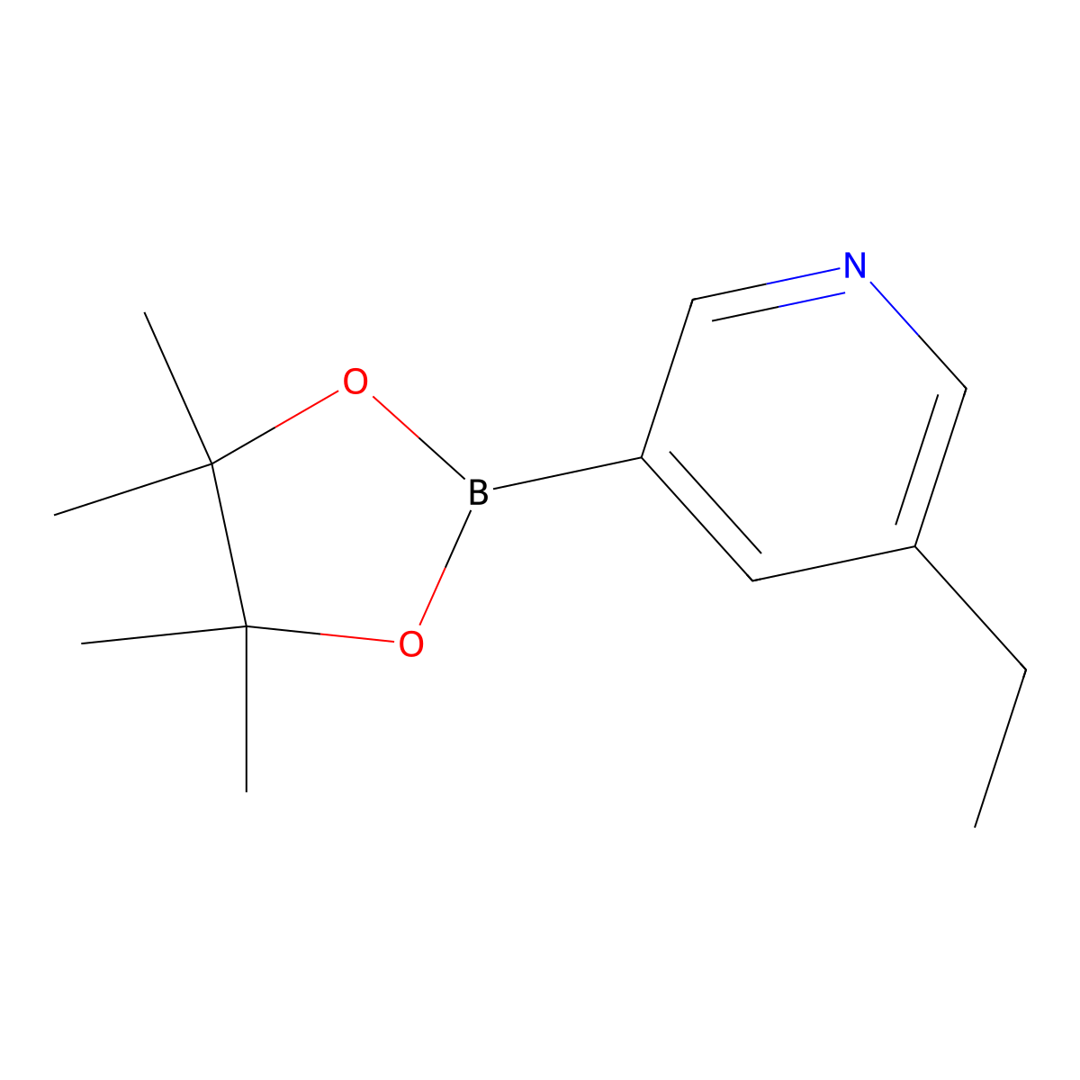 3-Ethyl-5-(4,4,5,5-tetramethyl-1,3,2-dioxaborolan-2-YL)pyridine molecular structure, CAS 1220696-49-0