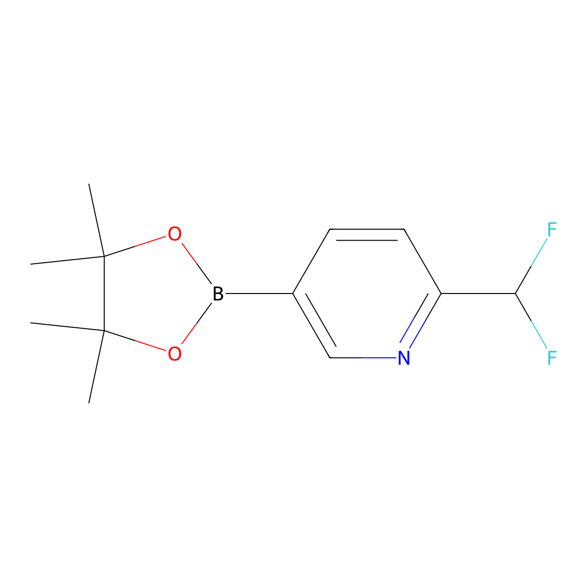 2-(Difluoromethyl)-5-(4,4,5,5-tetramethyl-1,3,2-dioxaborolan-2-yl)pyridine molecular structure, CAS 1220696-57-0