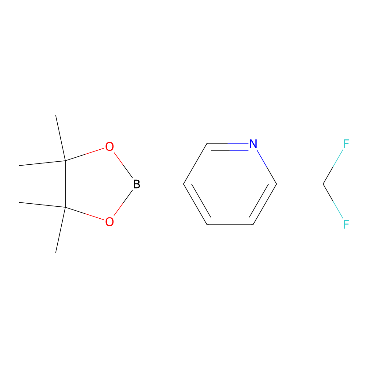 2-(Difluoromethyl)-5-(4,4,5,5-tetramethyl-1,3,2-dioxaborolan-2-yl)pyridine molecular structure, CAS 1220696-57-0