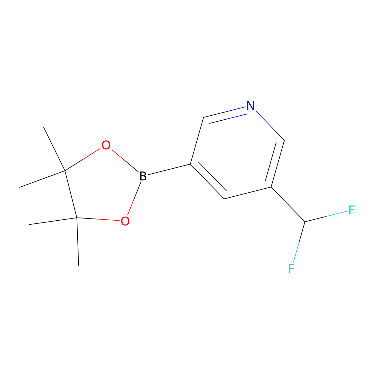 3-(Difluoromethyl)-5-(4,4,5,5-tetramethyl-1,3,2-dioxaborolan-2-yl)pyridine molecular structure, CAS 1220696-58-1