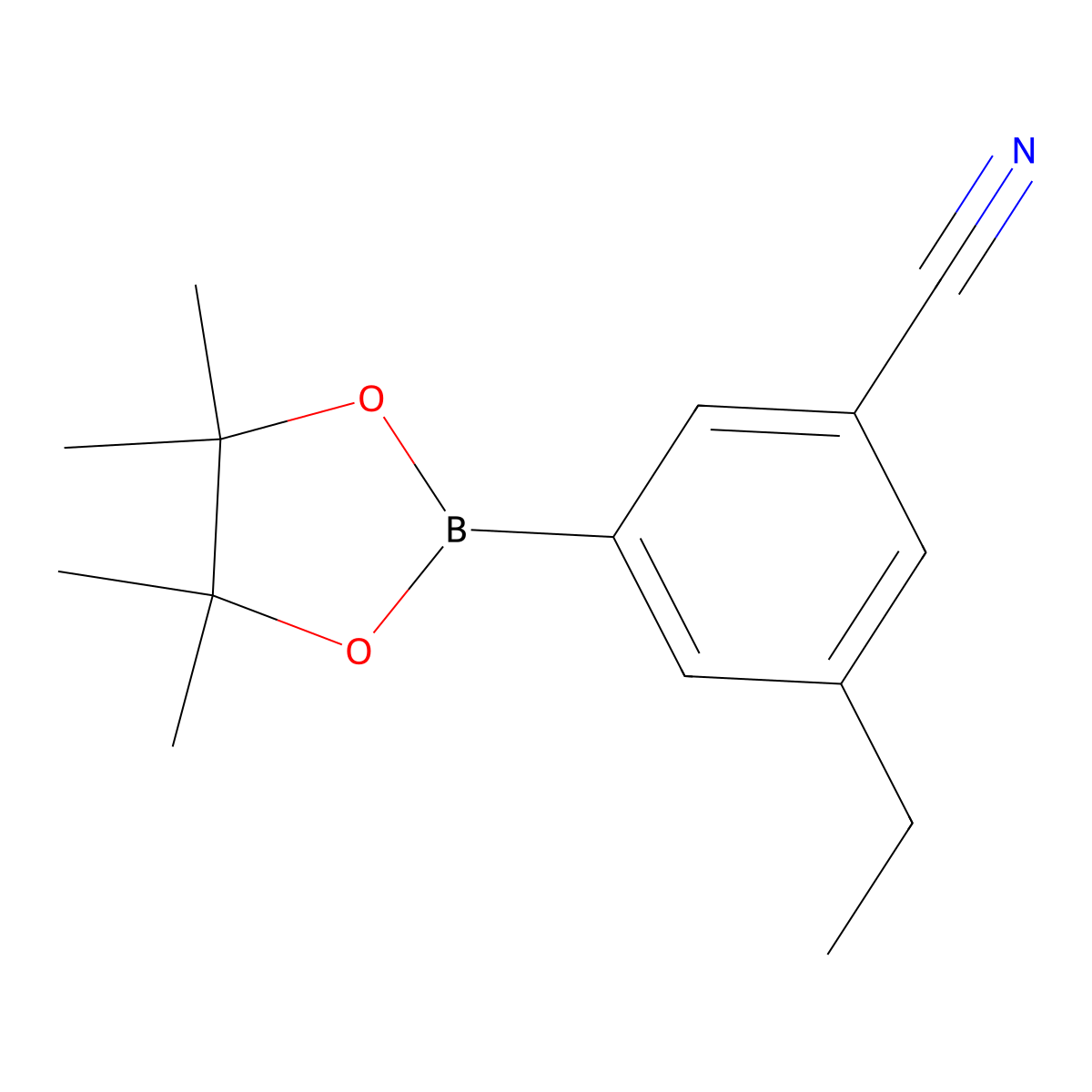3-Ethyl-5-(4,4,5,5-tetramethyl-1,3,2-dioxaborolan-2-yl)benzonitrile molecular structure, CAS 1220696-63-8