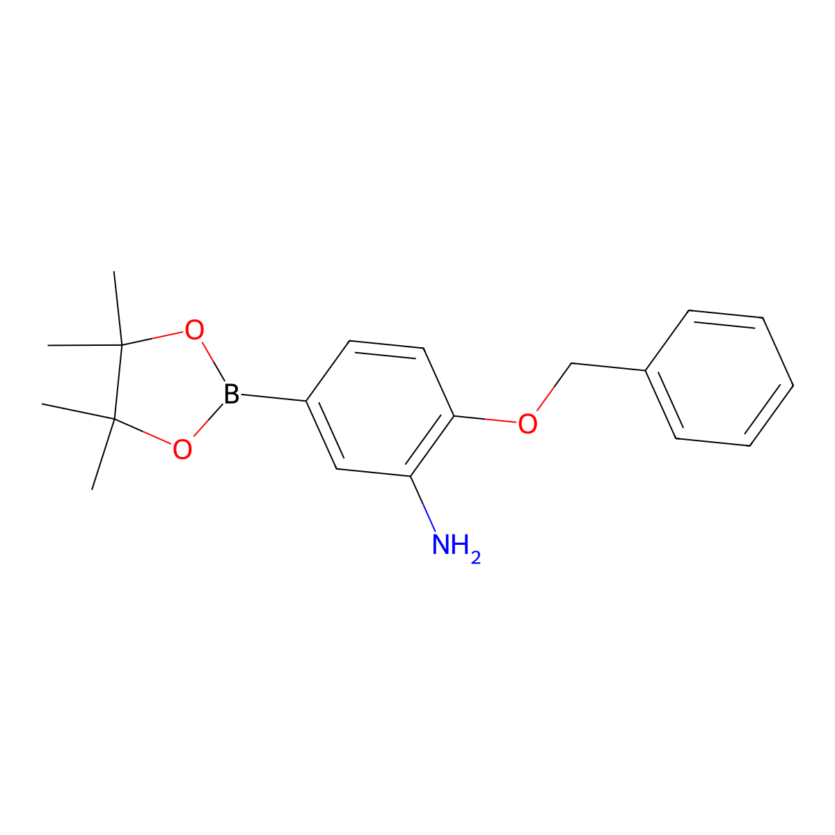 2-(Benzyloxy)-5-(4,4,5,5-tetramethyl-1,3,2-dioxaborolan-2-yl)aniline molecular structure, CAS 1220715-96-7