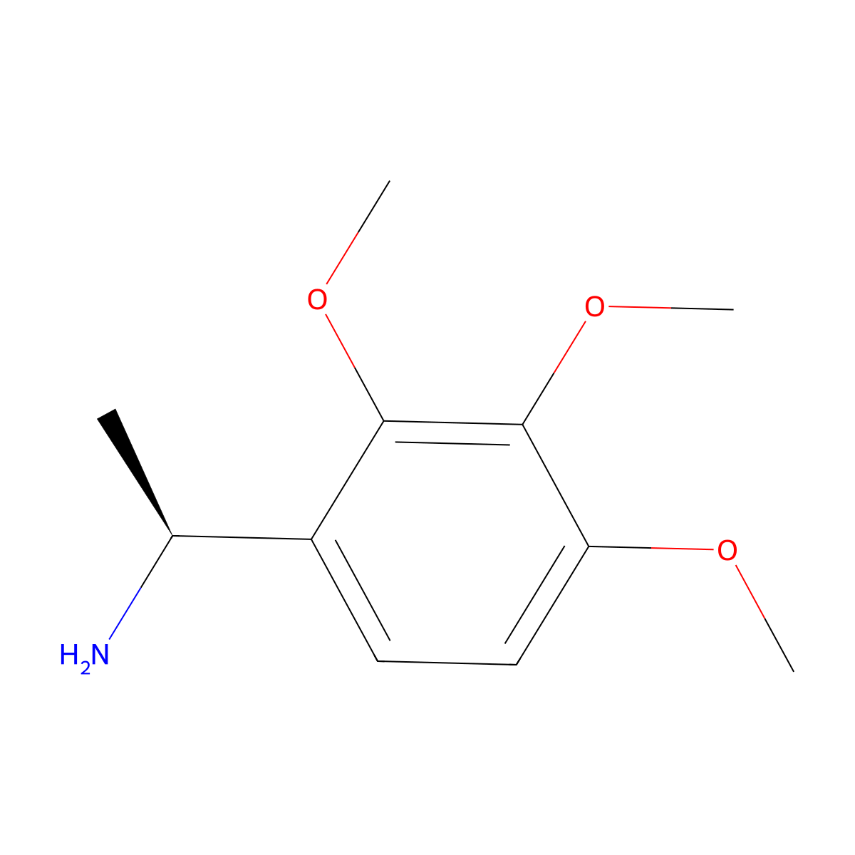 Benzenemethanamine, 2,3,4-trimethoxy-alpha-methyl-, (S)- molecular structure, CAS 122078-09-5