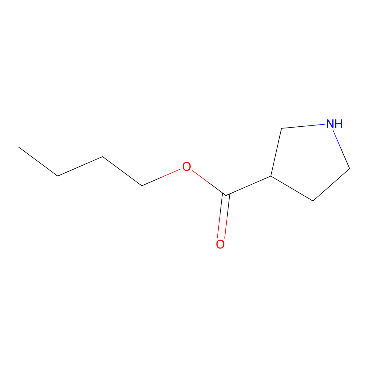 Butyl pyrrolidine-3-carboxylate molecular structure, CAS 122079-54-3