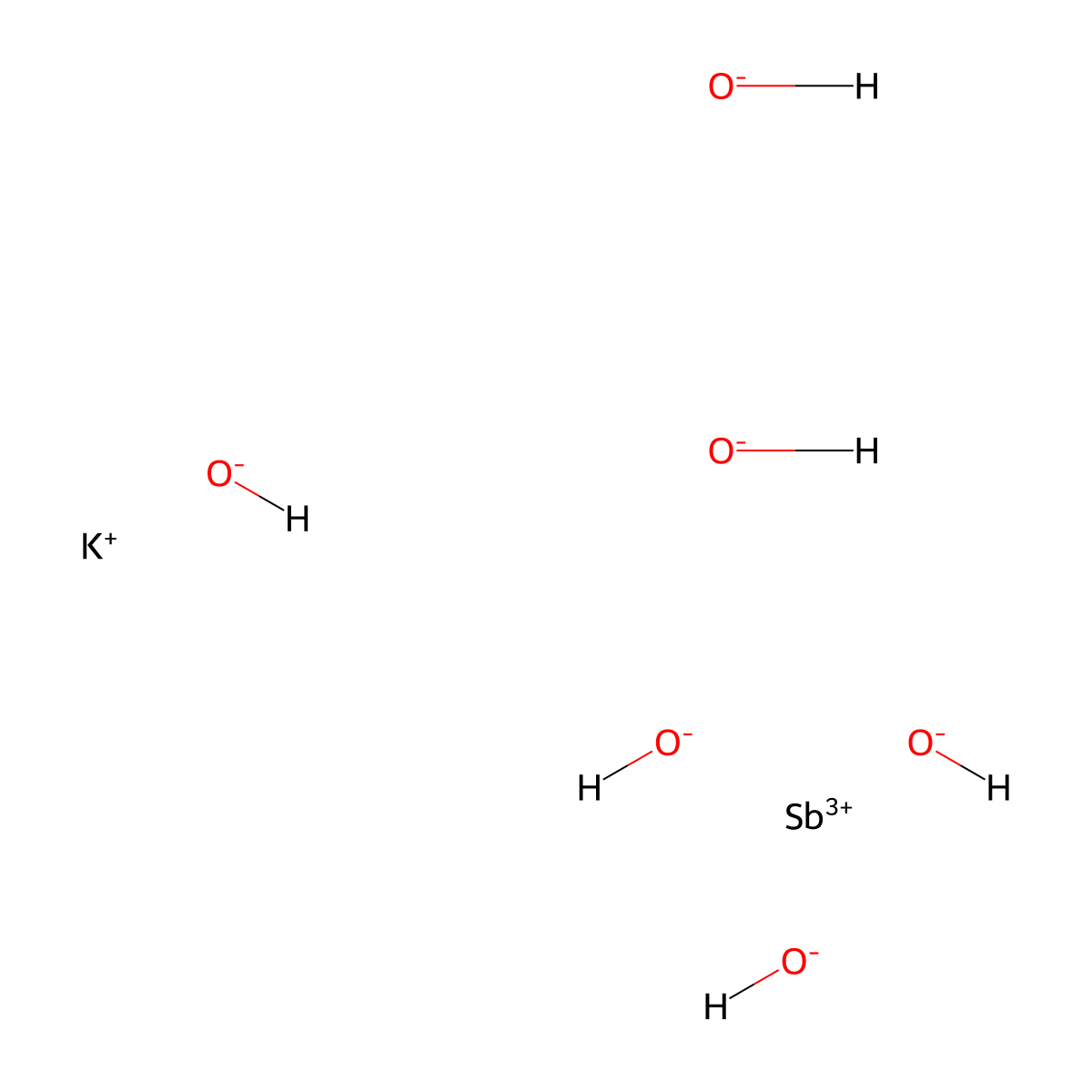 Potassium hexahydroxoantimonate molecular structure, CAS 12208-13-8