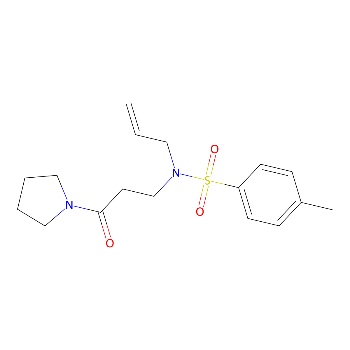 4-methyl-N-[3-oxo-3-(pyrrolidin-1-yl)propyl]-N-(prop-2-en-1-yl)benzene-1-sulfonamide molecular structure, CAS 122080-91-5