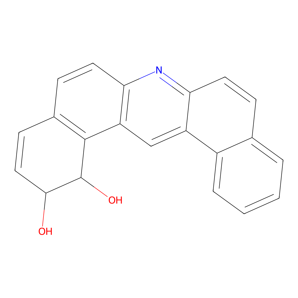 (+-)-trans-1,2-Dihydroxy-1,2-dihydrodibenz(a,j)acridine molecular structure, CAS 122088-20-4
