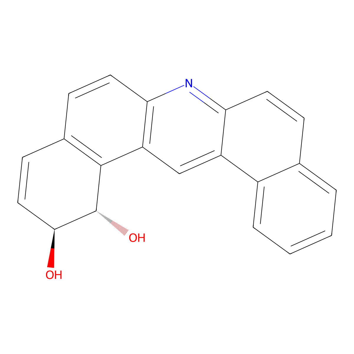 (+-)-trans-1,2-Dihydroxy-1,2-dihydrodibenz(a,j)acridine molecular structure, CAS 122088-20-4