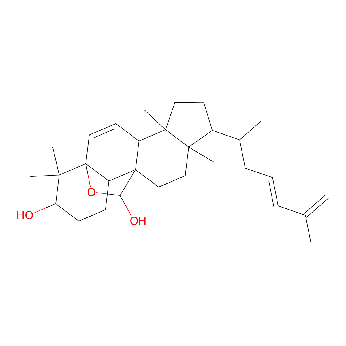 5,9,17,17-Tetramethyl-8-(6-methylhepta-4,6-dien-2-yl)-18-oxapentacyclo[10.5.2.01,13.04,12.05,9]nonadec-2-ene-16,19-diol molecular structure, CAS 1220890-23-2