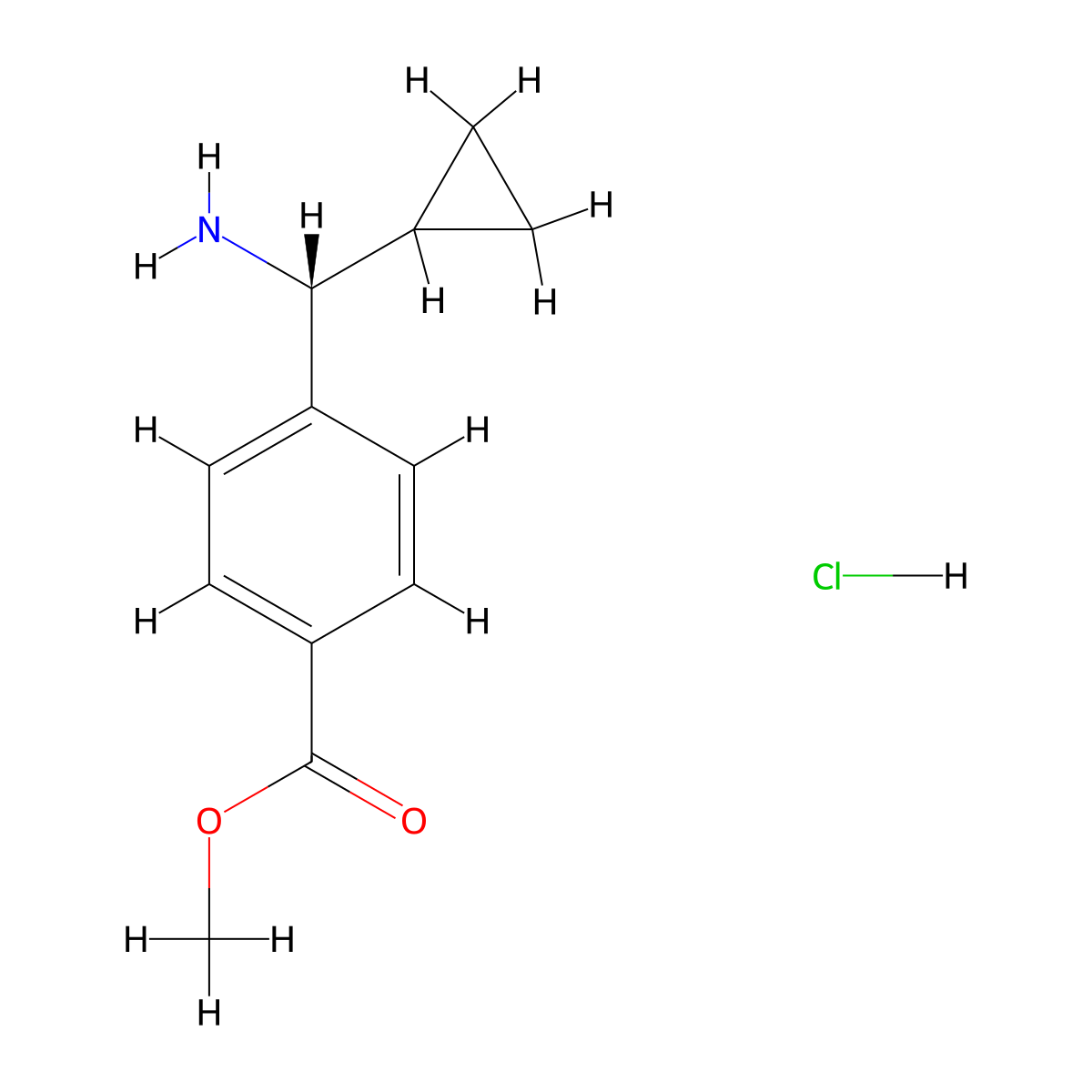 methyl 4-[(R)-amino(cyclopropyl)methyl]benzoate hydrochloride molecular structure, CAS 1220903-97-8