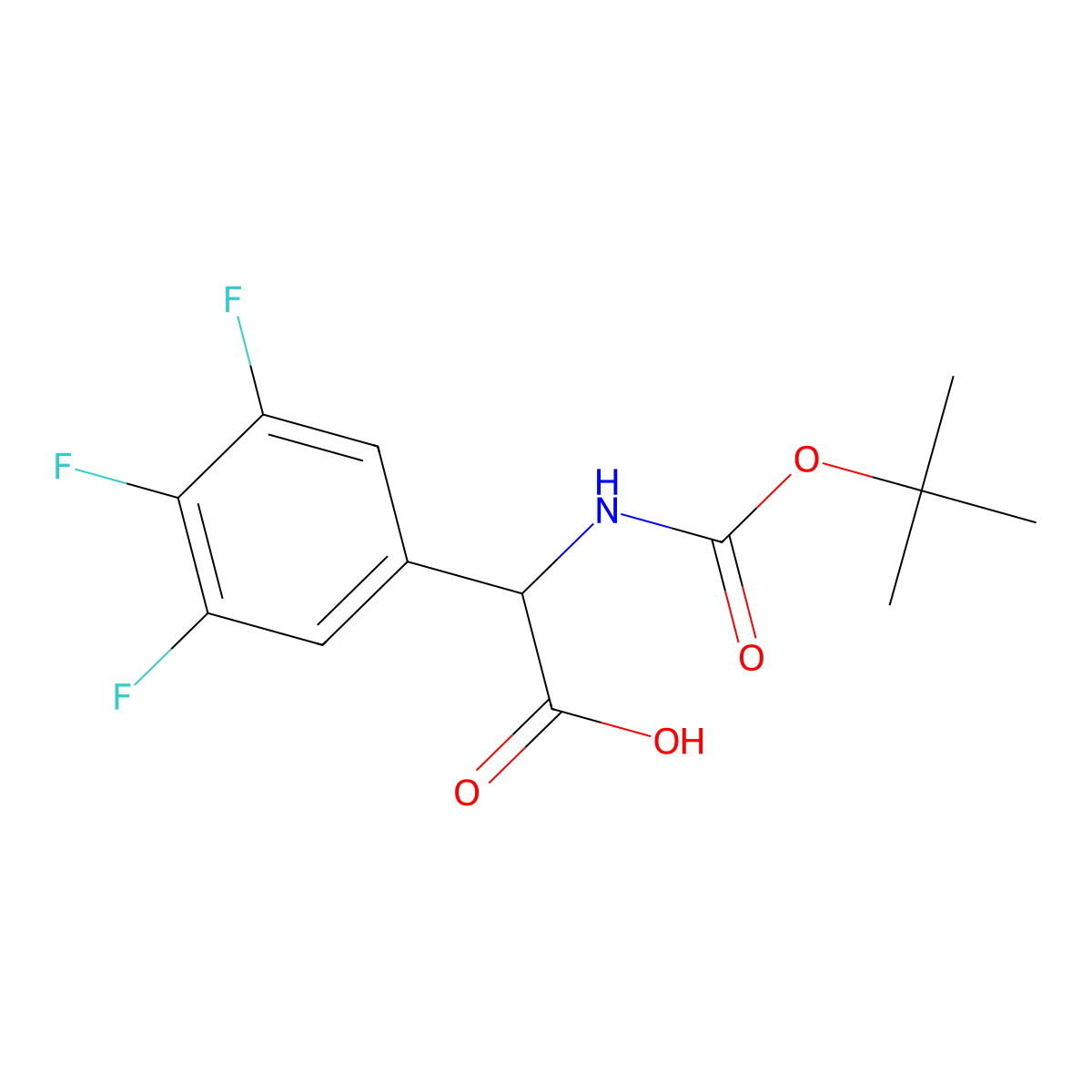 2-{[(Tert-butoxy)carbonyl]amino}-2-(3,4,5-trifluorophenyl)aceticacid molecular structure, CAS 1220903-98-9