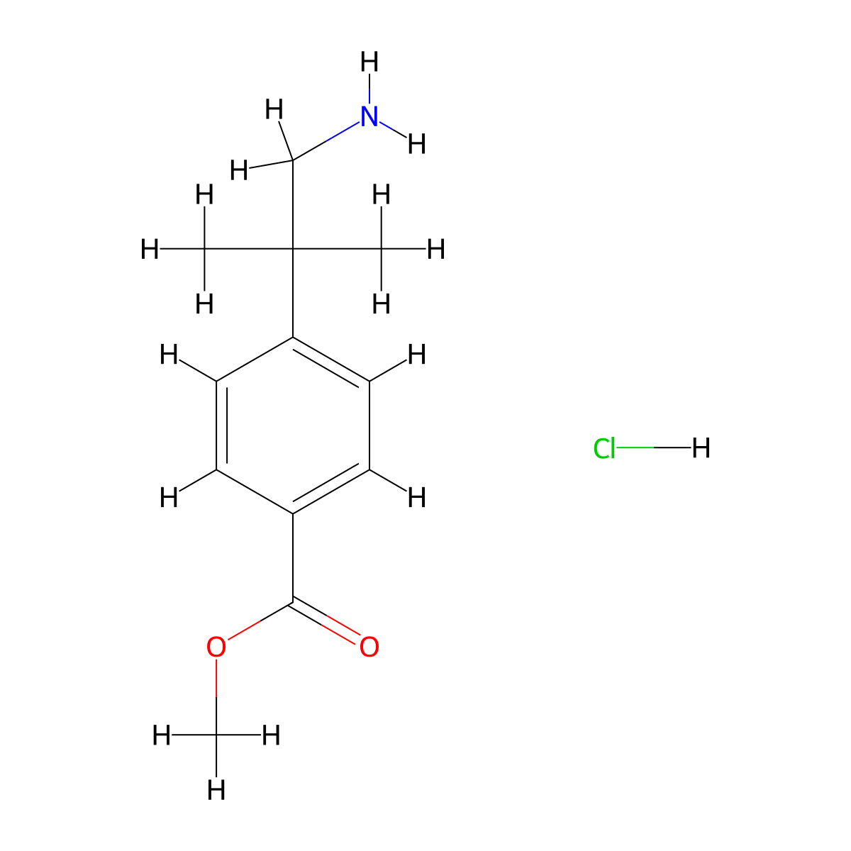 Methyl 4-(1-amino-2-methylpropan-2-yl)benzoate hydrochloride molecular structure, CAS 1220904-22-2