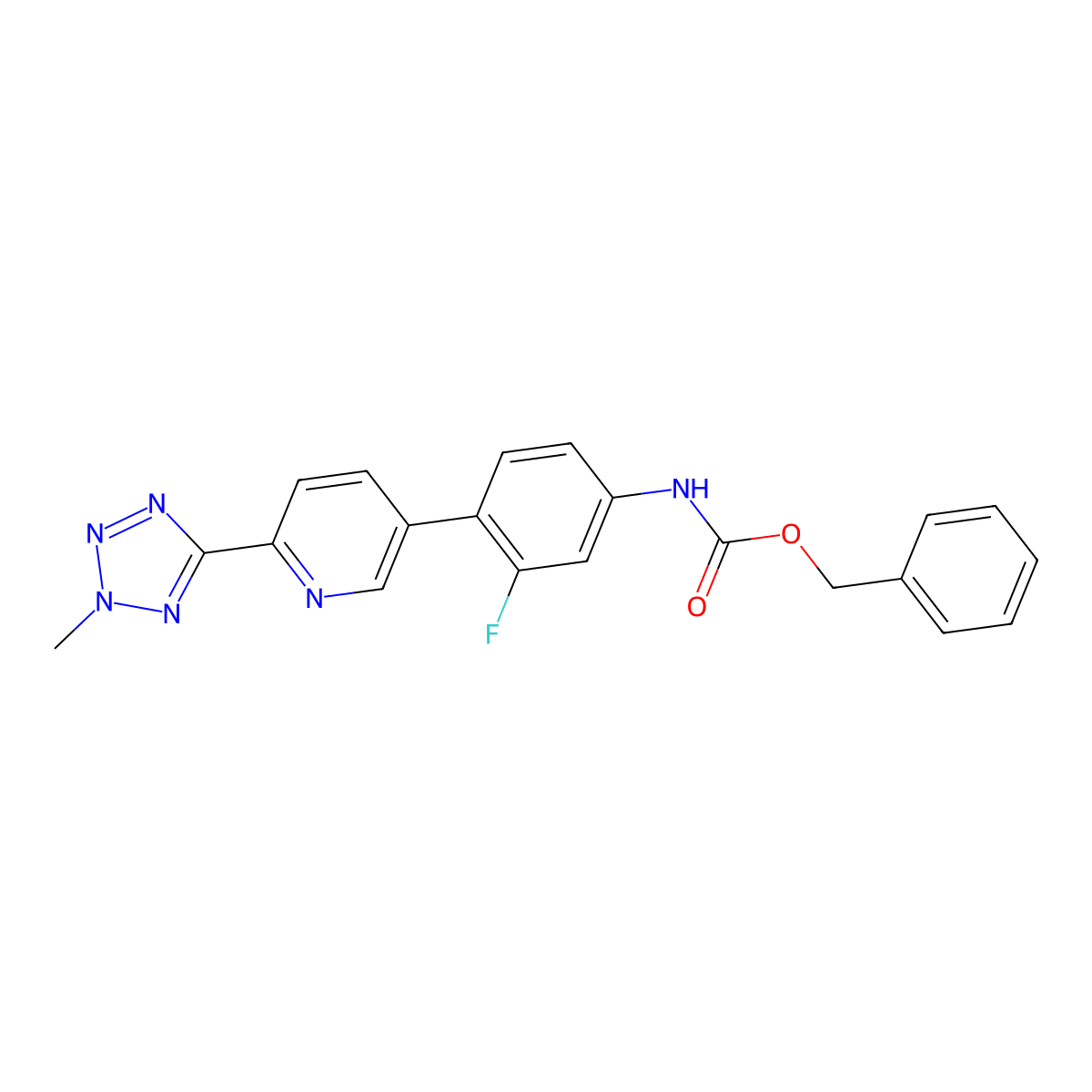 benzyl (3-fluoro-4-(6-(2-methyl-2H-tetrazol-5-yl)pyridin-3-yl)phenyl)carbamate molecular structure, CAS 1220910-89-3