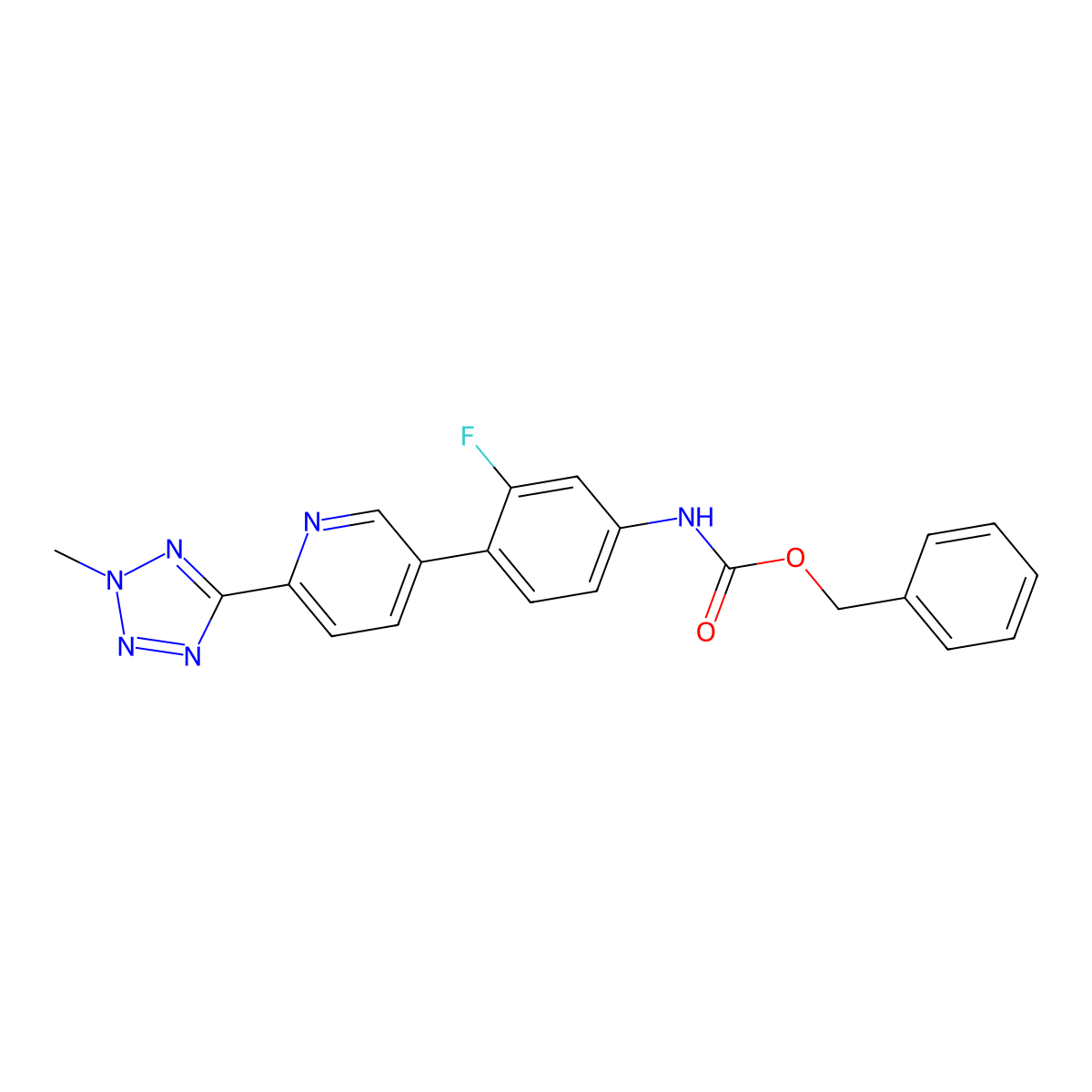 benzyl (3-fluoro-4-(6-(2-methyl-2H-tetrazol-5-yl)pyridin-3-yl)phenyl)carbamate molecular structure, CAS 1220910-89-3