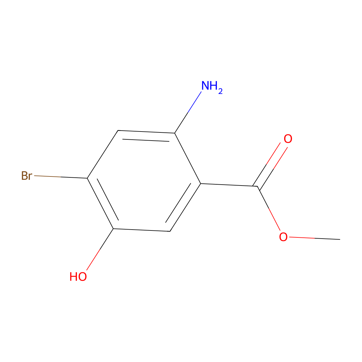 Methyl 2-amino-4-bromo-5-hydroxybenzoate molecular structure, CAS 1220951-55-2