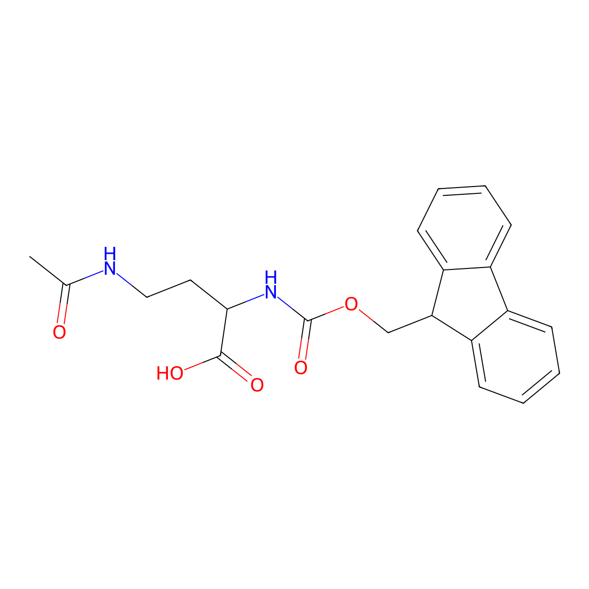 (S)-2-((((9H-Fluoren-9-yl)methoxy)carbonyl)amino)-4-acetamidobutanoic acid molecular structure, CAS 1220955-83-8