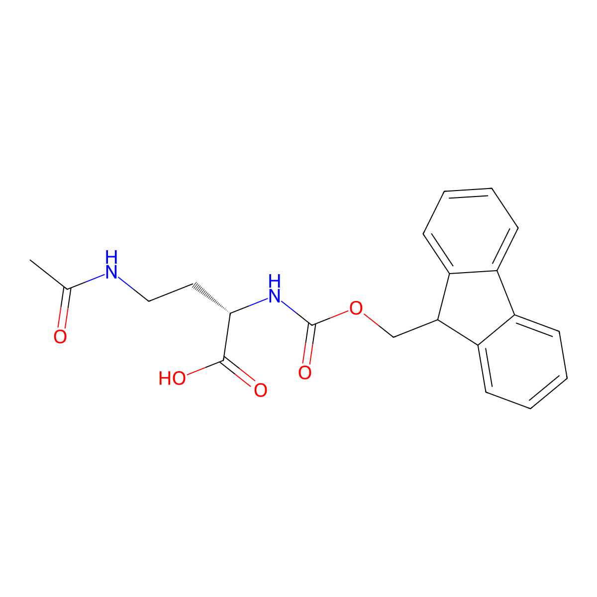 (S)-2-((((9H-Fluoren-9-yl)methoxy)carbonyl)amino)-4-acetamidobutanoic acid molecular structure, CAS 1220955-83-8