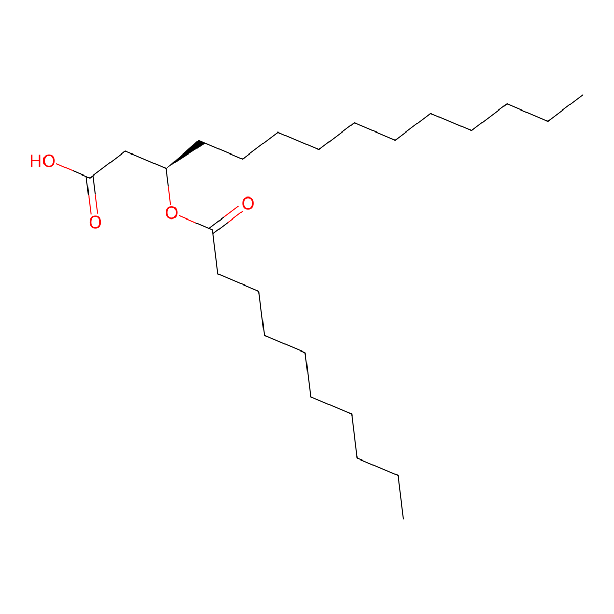 (R)-3-decanoyloxytetradecanoic acid molecular structure, CAS 122105-45-7