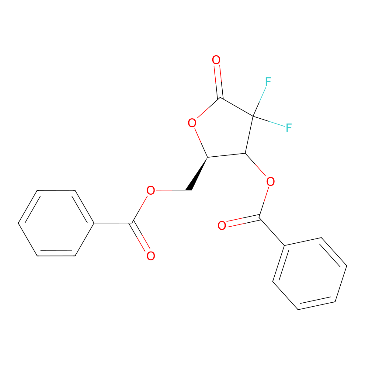 ((2R)-3-(Benzoyloxy)-4,4-difluoro-5-oxooxolan-2-yl)methyl benzoate molecular structure, CAS 122111-02-8