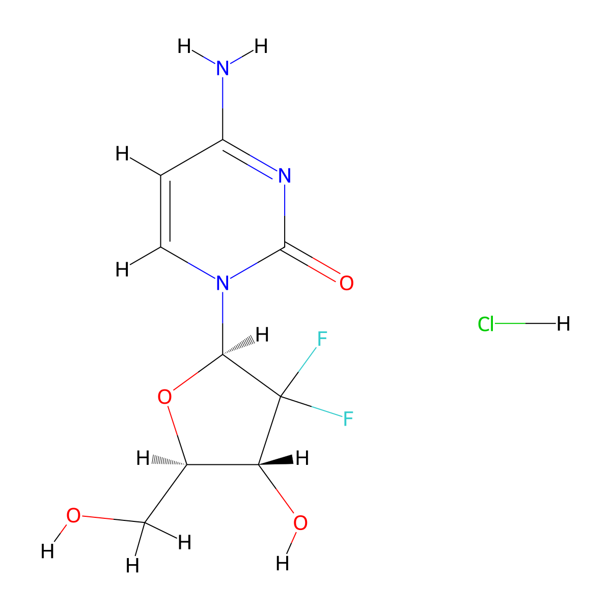 Gemcitabine Hydrochloride molecular structure, CAS 122111-03-9