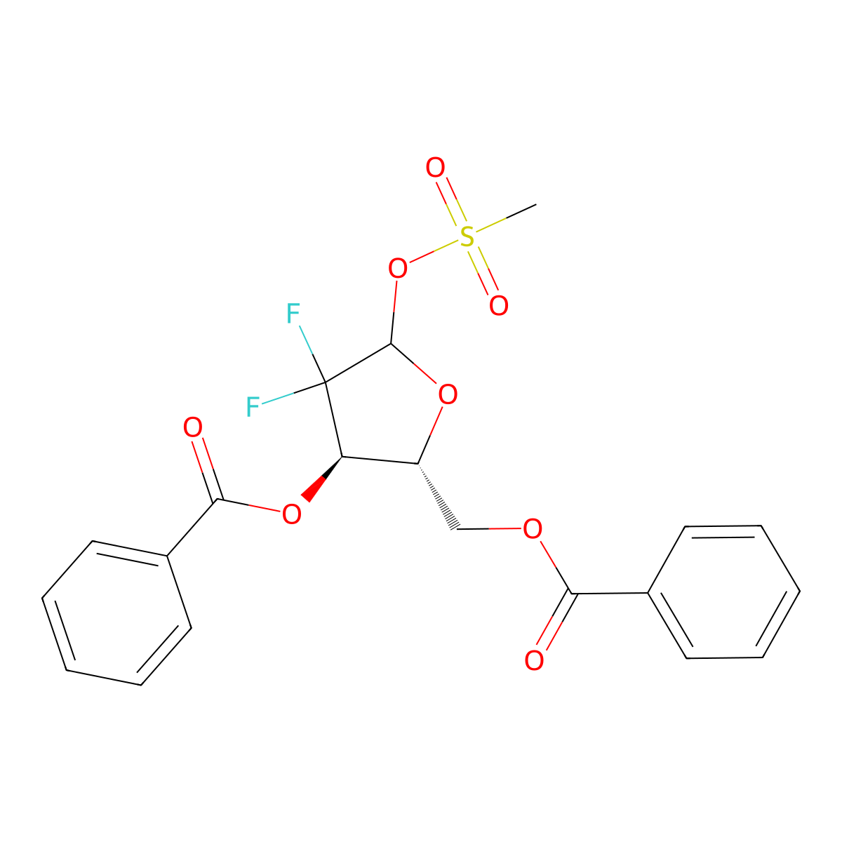 2-Deoxy-2,2-difluoro-D-erythro-pentofuranose-3,5-dibenzoate-1-methanesulfonate molecular structure, CAS 122111-11-9