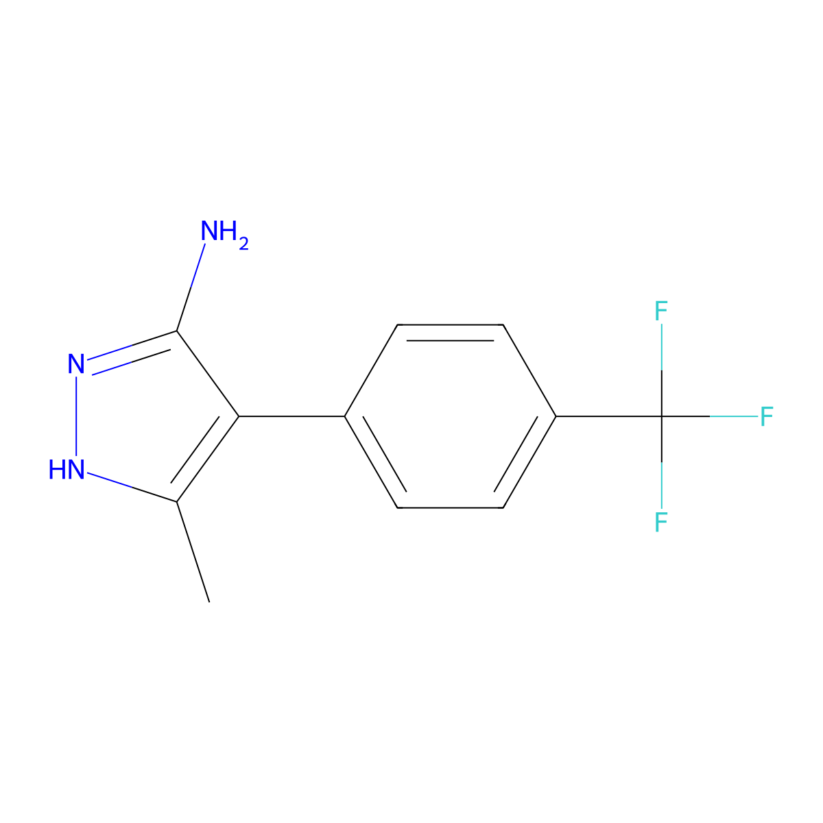 3-methyl-4-[4-(trifluoromethyl)phenyl]-1H-pyrazol-5-amine molecular structure, CAS 1221133-66-9
