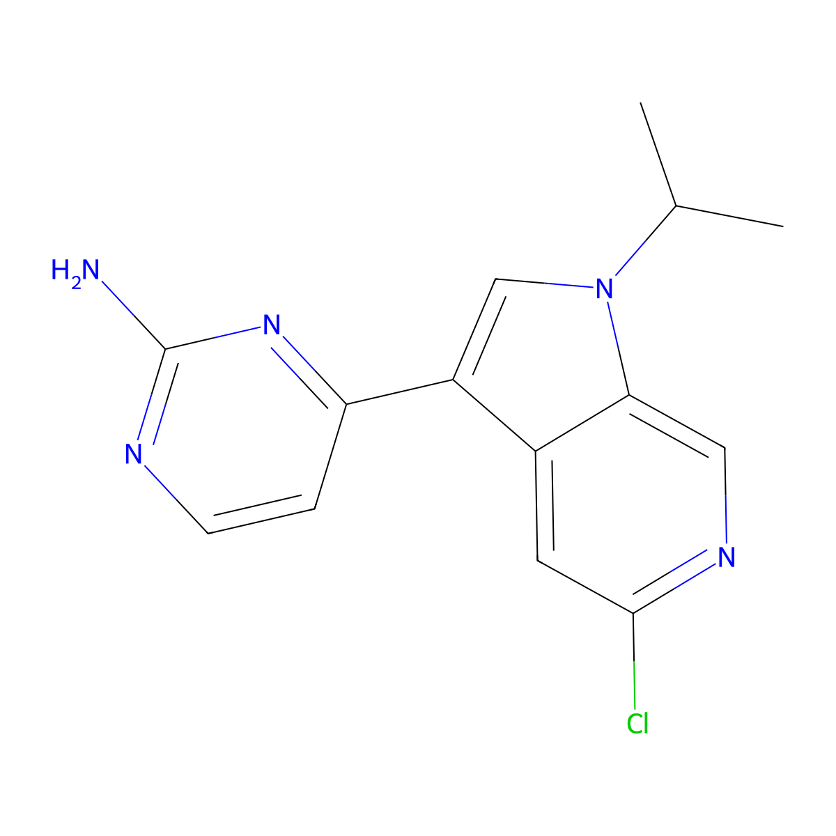 4-(5-Chloro-1-isopropyl-1H-pyrrolo[2,3-c]pyridin-3-yl)pyrimidin-2-amine molecular structure, CAS 1221153-82-7