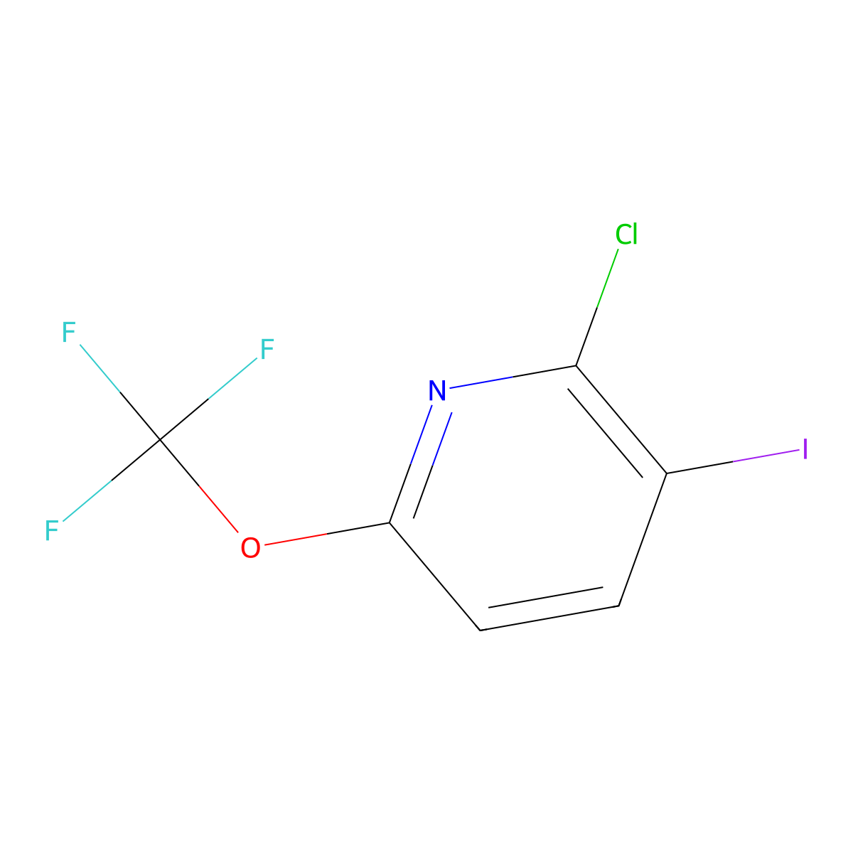 2-Chloro-3-iodo-6-(trifluoromethoxy)pyridine molecular structure, CAS 1221172-03-7