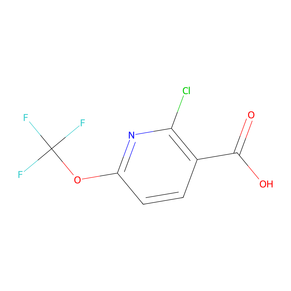 2-Chloro-6-(trifluoromethoxy)pyridine-3-carboxylic acid molecular structure, CAS 1221172-04-8