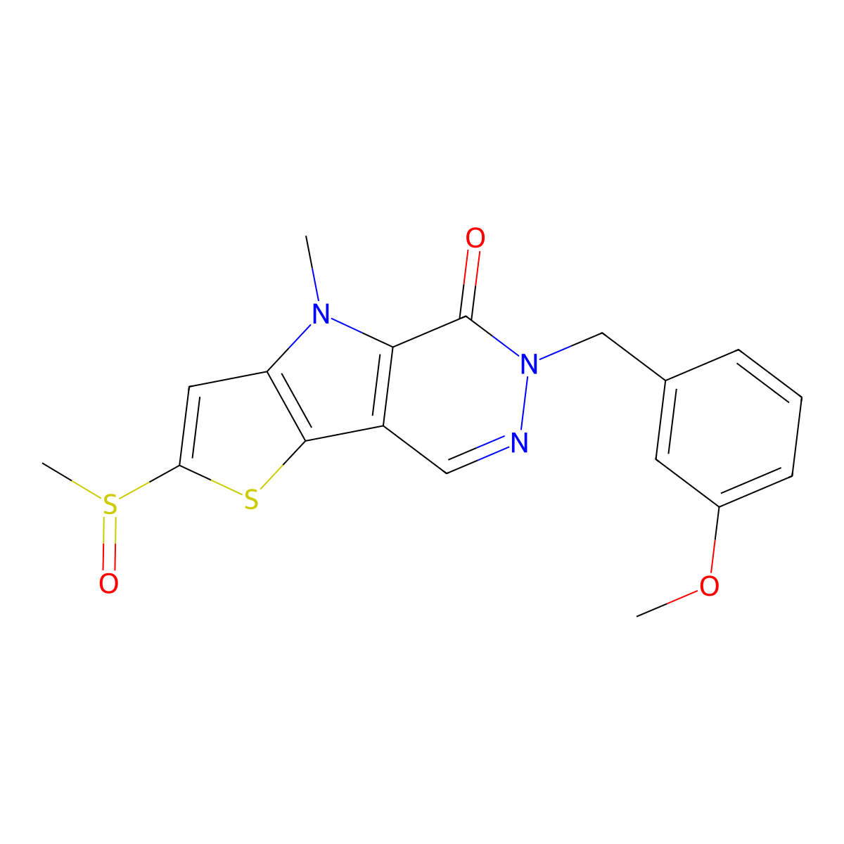 6-[(3-Methoxyphenyl)methyl]-4-methyl-2-methylsulfinyl-5-thieno[3,4]pyrrolo[1,3-d]pyridazinone molecular structure, CAS 1221186-52-2